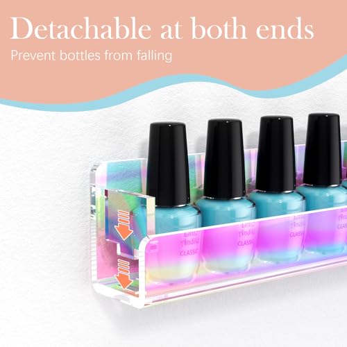 15 Inch Iridescent Nail Polish Wall Rack with 6 Shelves - Organizer & Display