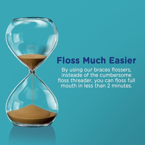 Fremouth 3-in-1 Orthodontic Dental Floss Picks - 300 Count, Braces Flossers with Tongue Scraper & Brush