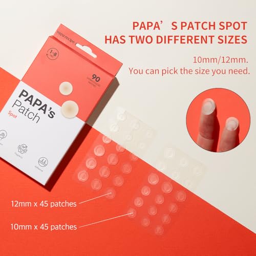 Papa Recipe Spot Patches, Hygienic Acne Patch (90 Pack) - Hydrocolloid Acne Pimple Patches for Face, Blemishes and Zits Absorbing Patch, Breakouts Spot Treatment for Skin Care, Invisible Pimple patch