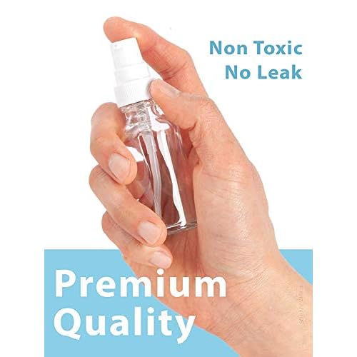 JUVITUS 1 oz / 30 ml Clear Glass Boston Round Bottle with White Treatment Pump (24 pack) + Funnel