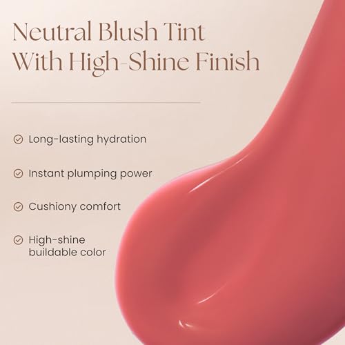 Prakti KhushiKiss Blushing Lotus Lip Oil - Hydrating & Plumping, High Shine, 0.17 oz