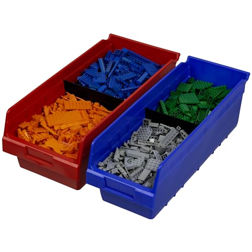 Red Plastic Nesting Storage Bins - 18x8x6 Inches, 8-Pack