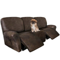 ANARACHON 3 Seater Leather Look Recliner Couch Cover - Brown, 8-Piece Sofa Slipcover
