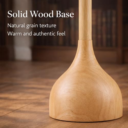 Mid Century Modern Wooden Floor Lamp with 2 Shades - Adjustable LED Lighting