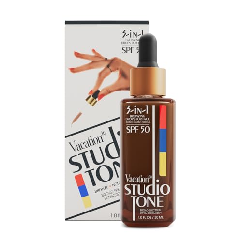 SPF 50 Bronzing Drops for Face - Natural Sun-Kissed Glow, Hydrating & Protective