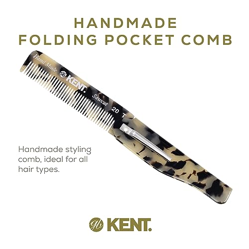 KENT 20T TW Handmade Folding Pocket Comb 2 Pack White Tokyo for Men & Women