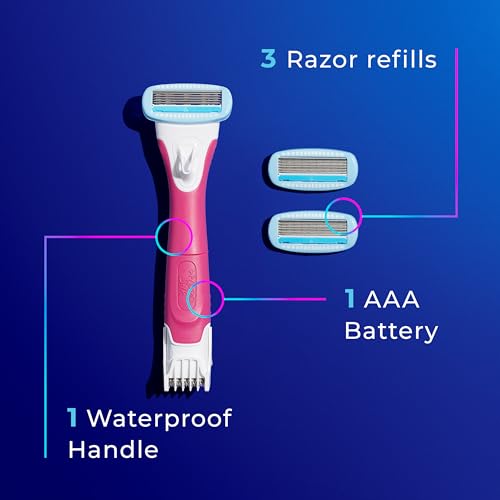 Schick Hydro Silk Trimstyle Bikini Razors with Trimmer |5 Blade for Women, Hair Removal | 1 Handle & 3 Razor Blade Refills & Moisturizing Razor Blade Refills for Women with Shower Hanger, 4 Count