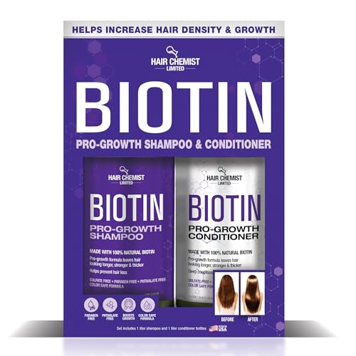 Hair Chemist Biotin Pro-Growth Shampoo & Conditioner Set - 33.8oz Each, Hair Loss & Thinning Care Gift Box