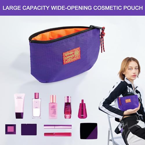 Rough Enough Small Cosmetic Bag for Travel & Daily Purse | Leak-Resistant Organization with YKK Zipper, Compact Toiletry Pouch for Women Purple
