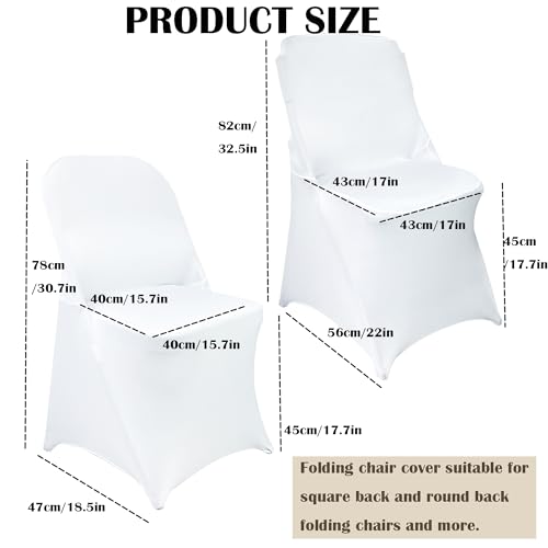 White 40PCS Waterproof Spandex Folding Chair Covers for Party & Events