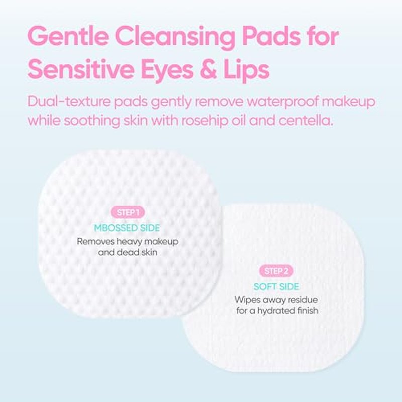 BANILA CO Clean It Zero Soothing Lip & Eye Makeup Remover Pads | Dual-Texture Cleansing Wipes for Waterproof Makeup | Gentle, Refreshing Finish with Natural Oils (30 Pads*2 Pack)