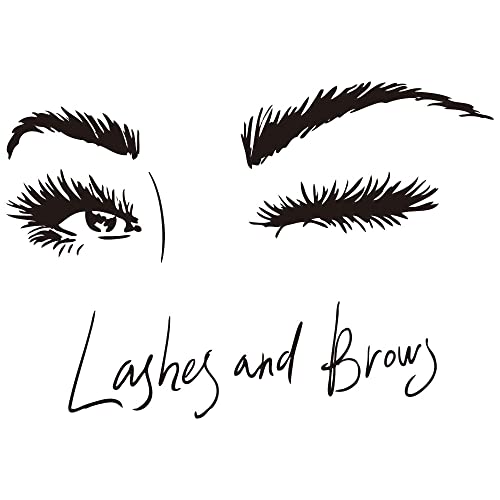 Lash Studio Wall Decal ? PVC Removable Eye and Brow Design ? Ideal for Brow and Beauty Salons, Bedrooms, and Studios ? Size: 25"x18" inch (Black-JZY234-Lashes)