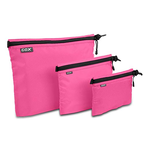 Travel Toiletry Bag Set - 3 Sizes Waterproof Nylon Organizer for Men - Pink
