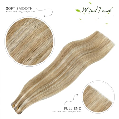 Hair Extensions Tape in Human Hair 18 Inch Bleach Blonde 40g - WindTouch Variation of THIS listing