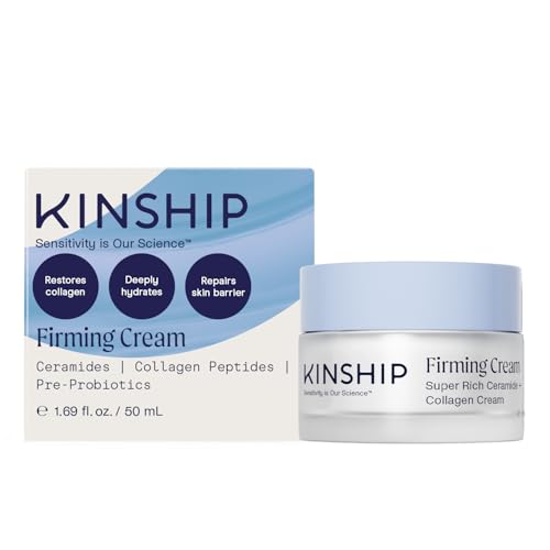 Kinship Super Rich Collagen + Ceramide Firming Cream | Anti Aging, Hydrating Face Moisturizer for Sensitive Skin | Wrinkle Cream - Smooth Fine Lines | Synthetic Fragrance-Free | Derm Approved, (1.7oz)
