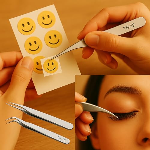 Silver Nail Art Tweezers Set ? Precision Tweezers for Nail Stickers, Rhinestones, Charms, & Decals ? Essential Nail Art Tools for Nail Designers ? Elegant Nail Sticker Tweezers for Gel Nails