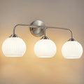 Bathroom Vanity Light Fixtures 3-Light Brushed Nickel Over Mirror with Frosted Glass Shade - Nickel / 3 Light