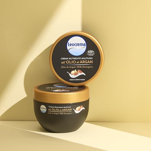 Organic Argan Oil Multipurpose Body & Face Cream - for Exceptional 24-Hour Hydration by Leocrema