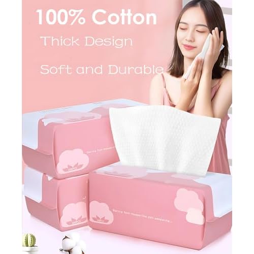 Disposable Face Towel Face Cloths for Washing Soft Cotton Dry Wipes Facial Cloths Towelettes for Washing and Drying, 100 Count Facial Tissue for Cleansing, Skincare and Makeup Remover