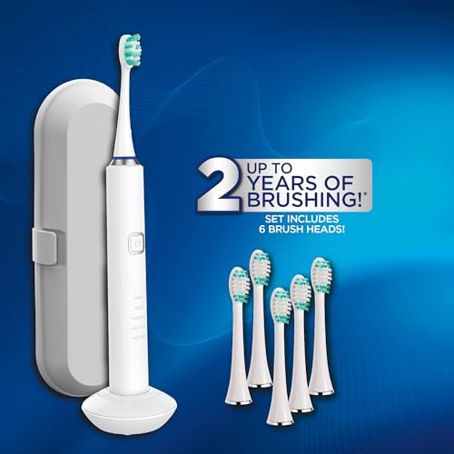 Ontel Miracle Smile Electric Toothbrush 40,000 VPM, 5 Modes, 6 Bristle Heads, USB Dock, Travel Case
