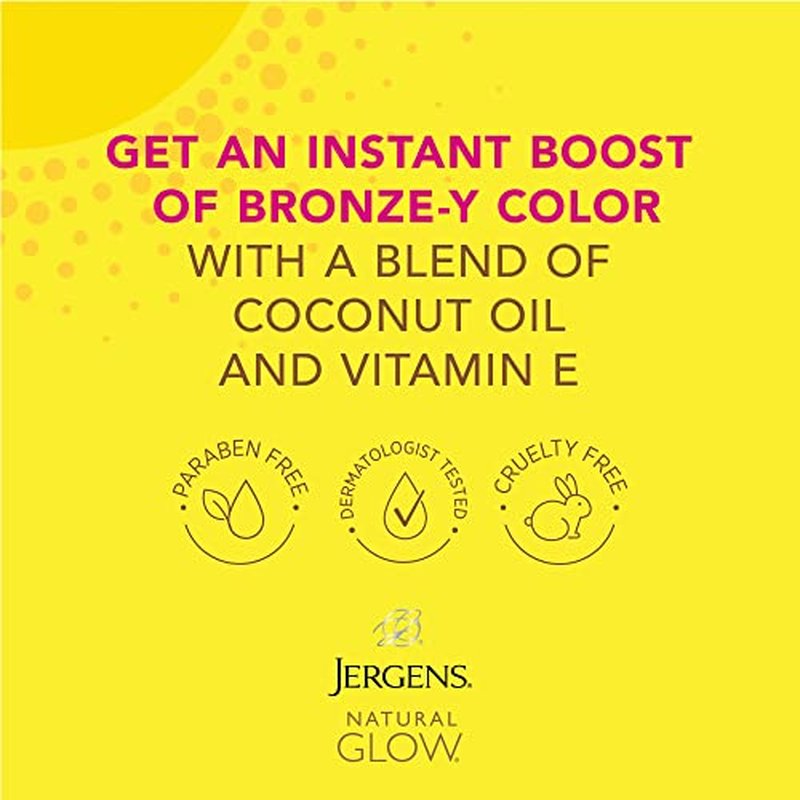 Jergens Natural Glow +FIRMING Self Tanner Body Lotion, Medium to Tan Skin Tone & Natural Glow Instant Sun Sunless Tanning Moisturizer + Bronzer, Self Tanner, Deep Bronze