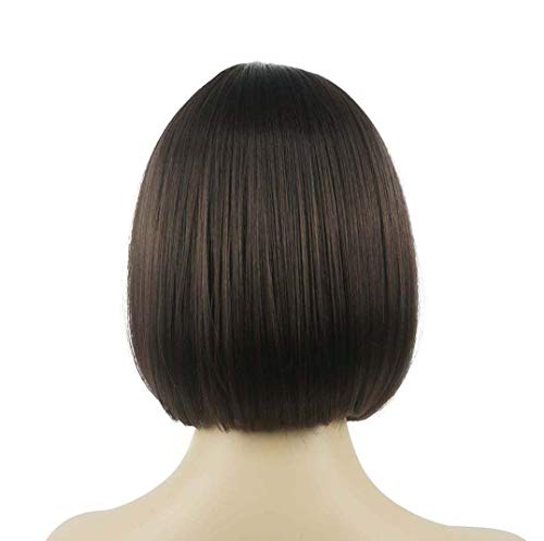 Lydell Chestnut Brown 8" Short Bob Wig with Center Part, Heat-Resistant Synthetic