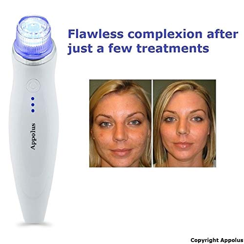 Microdermabrasion Machine - Appolus Premium Diamond Microdermabrasion Device Kit - 2 Diamond Tips - 5 Heads - Blackhead Remover Vacuum Tool -Pores Lines Wrinkles Minimizer