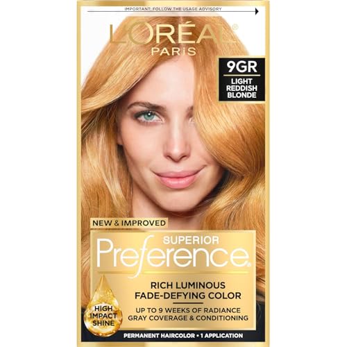 L'Oreal Superior Preference 9GR Light Reddish Blonde Hair Color Kit - Pack of 3