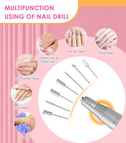 HOUSMV Portable Nail Drill E-File - White, Rechargeable, 40,000 RPM