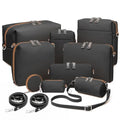Joyway 10PCS Travel Makeup Bag Set, Large Capacity Cosmetic Bags for Women Girls, Waterproof Portable Toiletry Bag Organizer Make up Bag, Can be fitted with suspenders(Black)