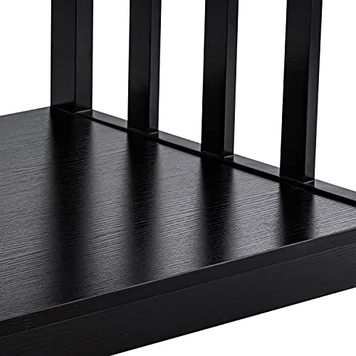 Mission Style Coffee Table with Shelf - Black Wood Living Room Table 22"D x 39.9"W x 18.1"H