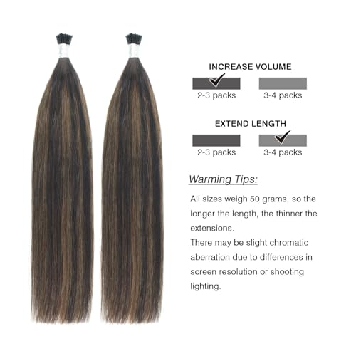 Cold Fusion I Tip Hair Extensions - 24 Inch Brown Balayage - ABH AMAZINGBEAUTY HAIR (IT) P2-6/2