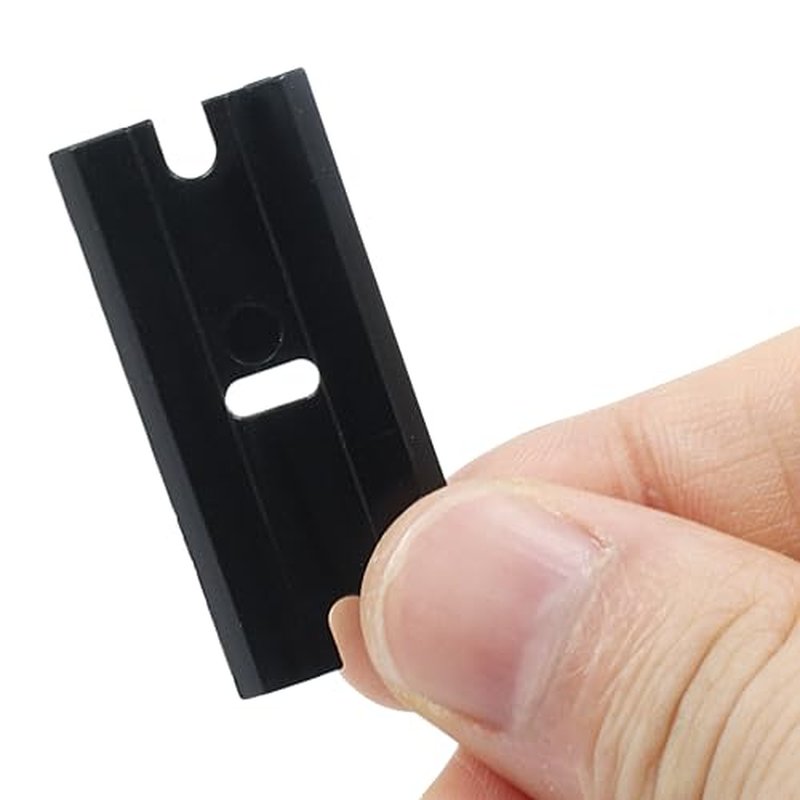 200pcs Plastic Razor Blades, Double Edged Plastic Blades, Safety Glass Scraper Blades for Cleaning Glass Removing Adhesive Residue(Black)
