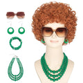 Green Jewelry Set with Glasses for Women Short Curly Red Brown Wig - Variation of THIS listing