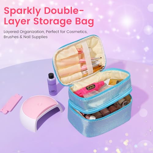 Bling Blue Acrylic Nail Kit for Beginners with Storage Bag - Complete Set