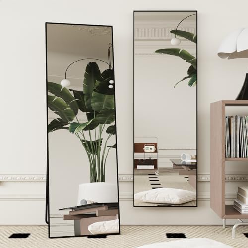 Beauty4U 59" x 16" Black Full Length Mirror with Stand - Floor, Leaning & Wall Mountable