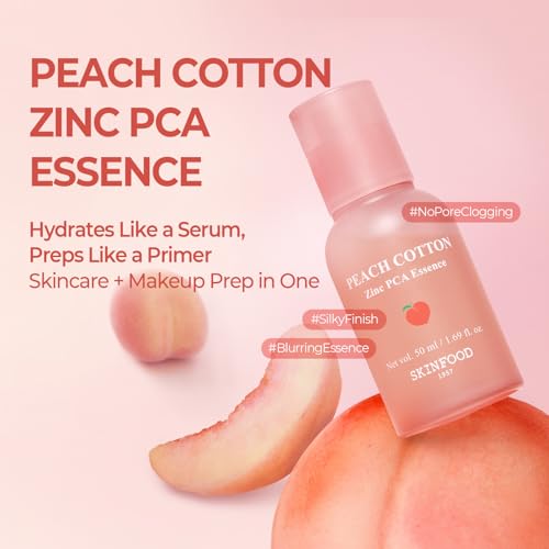 SKINFOOD Peach Matte & Pore Control Triple Set ? Oil-Control Essence, Tone-Up Cream & Zinc-PCA Peach Pads for Mattified, Hydrated, and Refreshed Skin