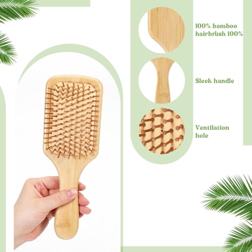 10 Pcs Wooden Bamboo Hair Brush Set - Anti-Static Detangling & Scalp Massage