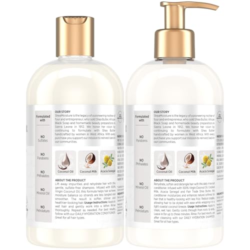SheaMoisture Coconut Shampoo & Conditioner Set - Daily Hydration, Sulfate-Free, 13 Oz Each