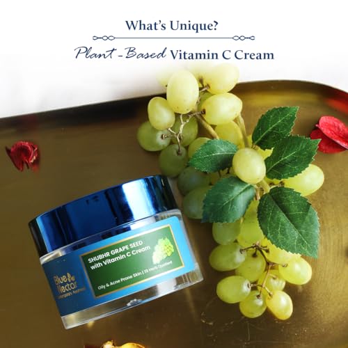 Blue Nectar Vitamin C Face Moisturizer for Oily & Acne Prone Skin with Grapeseed | Oil-Free | Non-Greasy Cream for Men (19 herbs, 1.76 fl oz)