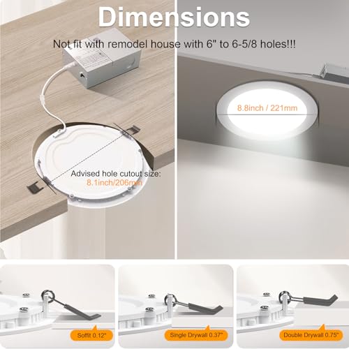 12 Pack 8 Inch LED Recessed Downlights - Dimmable, 3CCT Selectable, Ultra-Thin, High Brightness 1800LM, Canless Ceiling Lights - Multiple Variations