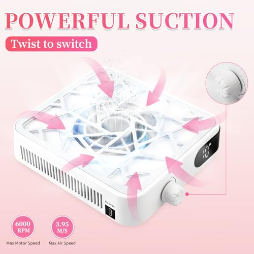 Mini Rechargeable Nail Dust Collector with White Finish - Powerful Suction & Filter
