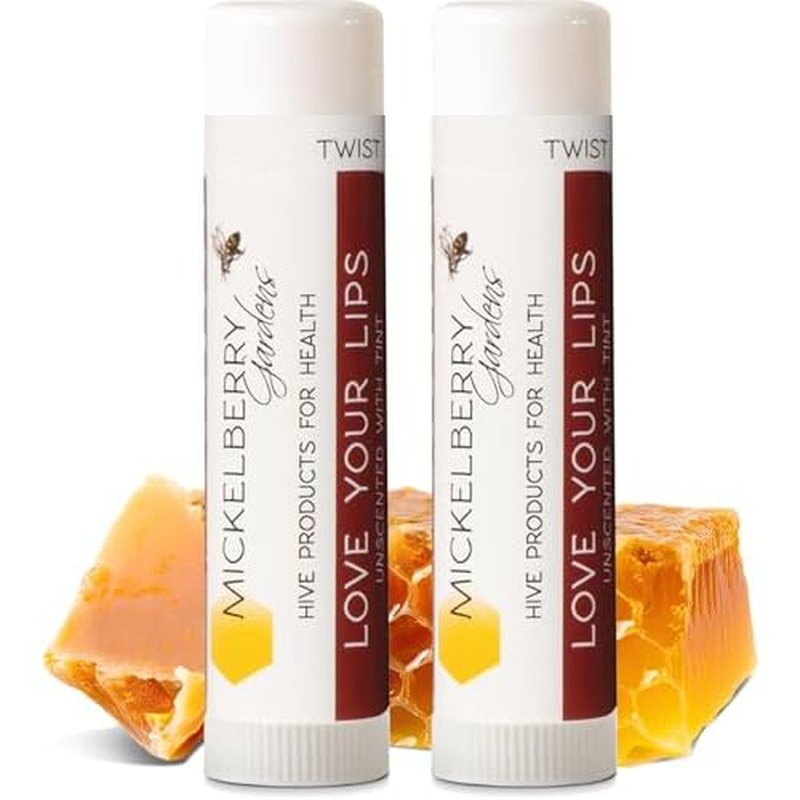 Mickelberry Gardens Love Your Lips All-Natural Organic Beeswax Lip Balm ? Hydrating, Healing, and Moisturizing Chapstick for Men, Women, and Kids (2 Pack, Tinted)