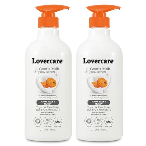 Lovercare Goat Milk Body Lotion for Dry Skin Royal Jelly & Honey 27.05oz (800ml) - Pack of 2¡¦