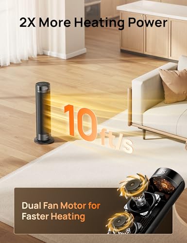 DREO Space Heater for Large Rooms - Black, Safe Electric Indoor Heater