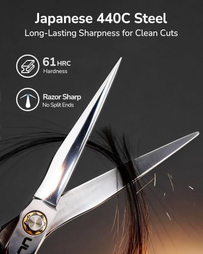 Professional 6.5-Inch Hair Cutting Scissors - Japanese 440C Barber Shears with Adjustable Screw & Ergonomic Handle