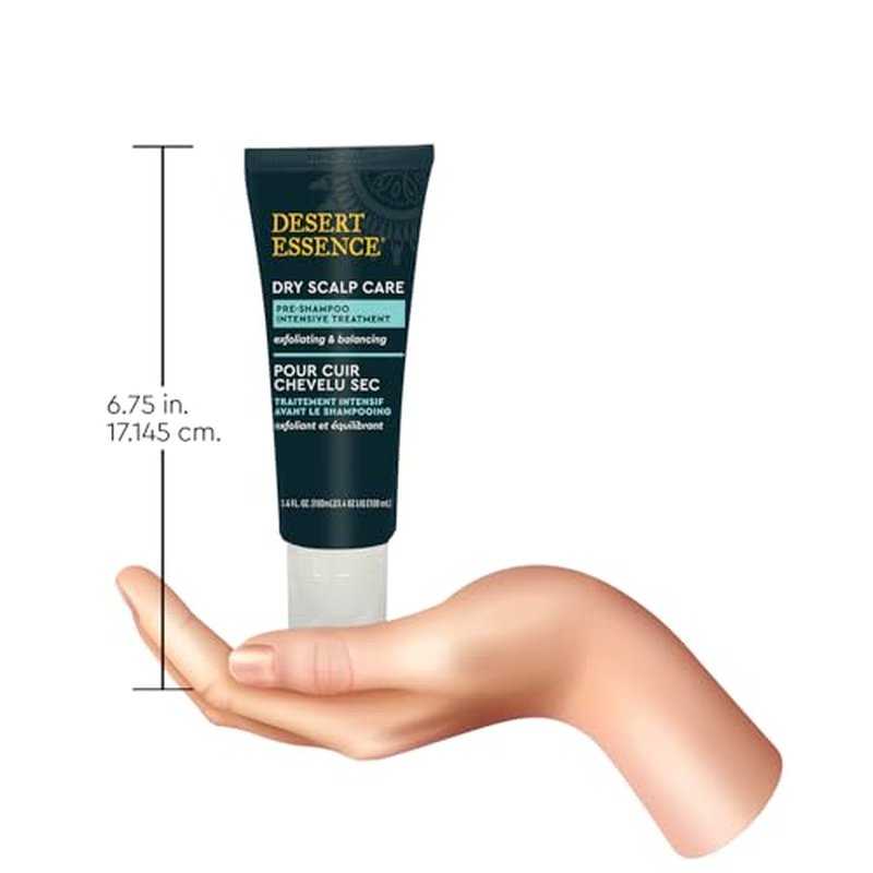 Desert Essence Dry Scalp Care Pre-Shampoo Intensive Treatment - Micro-Exfoliating, Eliminates Product Build-up and Oil for Healthier Hair and Scalp - 3.4 Fl Oz Bottle