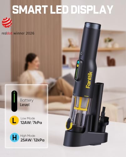 Handheld Cordless Vacuum Cleaner with Crevice Nozzle & LED Display