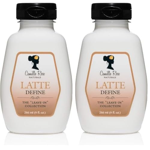 Camille Rose Latte Define Leave in Styling Cream, with Black Cumin and Sunflower Seed Oils to Hold and Define Styles and Textures, for all Hair Types, 9 fl oz (Pack of 2)