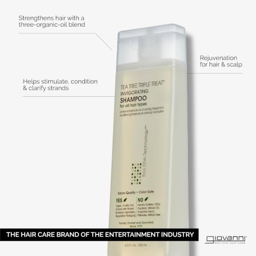 Peppermint Tea Tree Invigorating Shampoo 8.5 oz Pack of 3 - Natural Hair & Scalp Care
